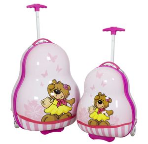 Kinder Koffer und Kofferset 2tlg Teddy Bär pink : Kofferset 2tlg (S + M) Konfiguration: Kofferset 2tlg (S + M)