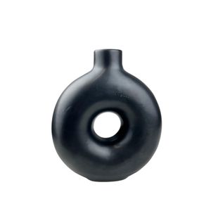 Vase - Schwarz matt - Steingut - H 20 cm