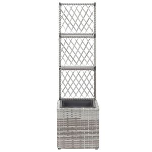 vidaXL Hochbeet mit Rankgitter 1 Topf 30x30x107 cm Poly Rattan Grau