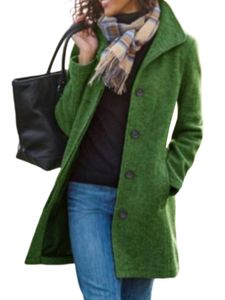 Damen Wollmäntel Outwear Business Jacke Casual Cardigan Kurz Mantel Bequeme Mode Grün,Größe EU M