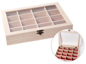 Sammler Geschenke Box Holz-Schatulle Truhe Schatzkiste Verkaufshilfe Tee-Box Holz-Kiste, Größe wählen:36x18x26 cm