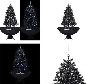 vidaXL Śnieżna choinka z parasolem czarna 170 cm PVC - Śnieżna choinka - Śnieżne choinki - Choinka z opadami śniegu - Choinki z opadami śniegu