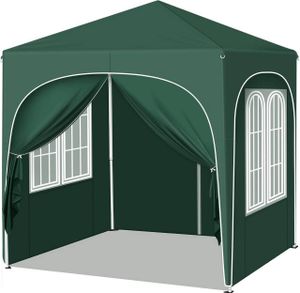 WOLTU Pavillon, Faltpavillon 2x2 m, mit 4 Seitenwänden, Partyzelt höhenverstellbar, Grün