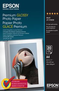 Epson Premium, DIN A4, 255g/m² Fotopapier Weiß Premium-Glanz