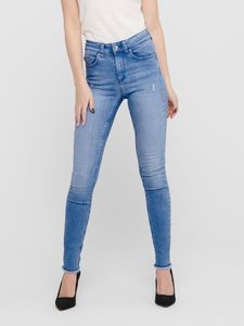 Damen Skinny Ankle Jeans Cropped Stretch Denim Hose ONLBLUSH Fransen | XS / 32L