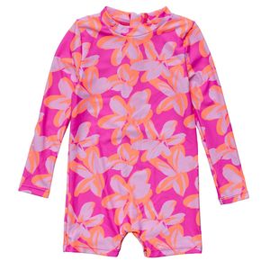 Snapper Rock - UV-Badeanzug für Babys - Langarm - Hibiscus Hype - Rosa, 56/62/68