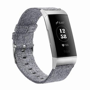 Fitbit Charge 3/4 Armband Canvas Grau