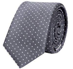 Fabio Farini - Krawatte - verschiedene Herren Schlips - Krawatten mit Punkten in 6cm Breite Schmal (6cm), Grau (Weiß)