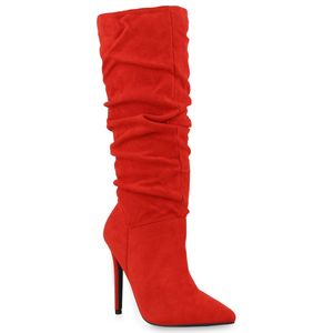 VAN HILL Damen High Heels Stiefel Spitze Stiletto Party Absatz-Schuhe 840716, Farbe: Rot, Größe: 38