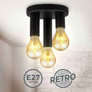 Retro Deckenspot Vintage Deckenlampe Schlafzimmer Flurleuchte Edison E27 schwarz