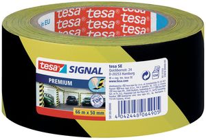 tesa Signal Markierungs und Warnklebeband Premium gelb/schwarz 50 mm x 66 m
