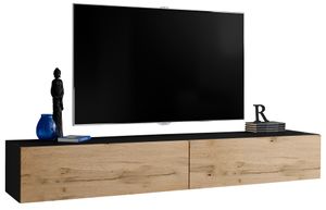 Extreme Furniture T34-200 TV Skrinka | Dve Závesné Skrinky (2x 100cm) s Dvoma Dverami | Čierny Korpus & Predné Časti Wotan