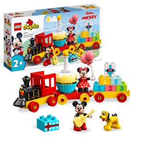 LEGO 10941 DUPLO Disney Mickys und Minnies Geburtstagszug, Zug-Spielzeug mit Kuchen und Ballons, inkl. Micky und Minnie Maus-Figuren, Geschenk für Kleinkinder, Mädchen und Jungen ab 2 Jahren