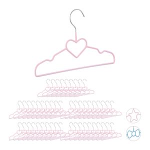 relaxdays 50 x Kinderkleiderbügel Herz rosa
