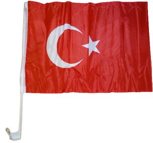 Autoflagge Türkei 30 x 40 cm  - Autofahne Fahne Flagge Fenster Fensterflagge Fensterfahne Fanflagge Fanfahne Scheibenfahne Scheibenflagge WM EM