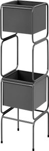 BELIANI Dvoupatrový stojan na rostliny černý kovový 20 x 20 x 75 cm interiér květináč moderní industiriální styl stojací dekorace