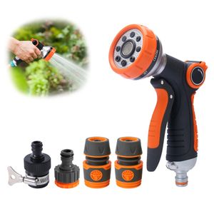 Gartenbrause Handbrause,5-teiliges Set,mit Einstellbarem Wasserdurchfluss&8 Sprühfunktion,für Garten Bewässerung,Autowaschen,Grün,Haustier Baden