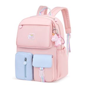 Mädchen Handtasche Schultasche Reisen Multi-Taschen Daypack Bookbag Gepolsterte Träger Rucksack, Farbe: Rosa Blau S