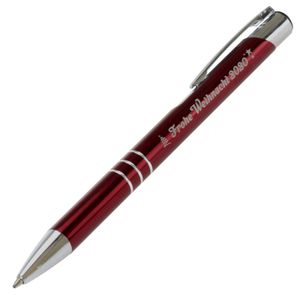 Metall Kugelschreiber mit Frohe Weihnacht Weihnachten Gravur bordeaux
