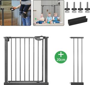 LZQ Auto Close Door Safety Gate Schodiskové brány s upevnením Push 95-105cm Detská dverová brána Schodisková bariérová brána bez vŕtania čierna