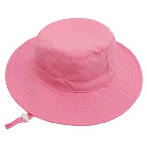 Sommerhut für Kinder, große Krempe, Uni, winddicht, mit festem Riemen, Sonnenschutz, UV-Schutz, atmungsaktiv, tragbar, für Camping, Strand, Reisen, Sonnenhut, Kappe, Rosa, S