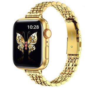 Metallarmband, kompatibel mit Apple Watch Band , elegantem Edelstahl-Kettenarmband für Damen, iWatch-Bänder der Serien SE1-9, 38/40/41mm,Damen,gold,Edelstahl