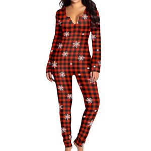 Damen Overalls Dehnbarer Strampler Bodysuit Naifitwear Einteilige Weihnachts Overallschlafe rot schwarz,Größe:S