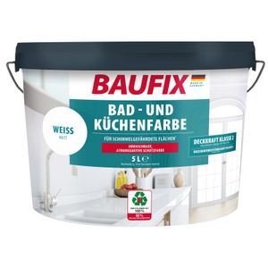 BAUFIX Bad- und Küchenfarbe weiss matt, 5 Liter, Weiße Wandfarbe