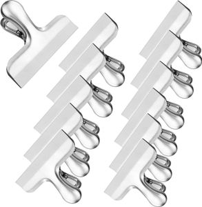12 Stück Verschlussklammern aus rostfreiem Edelstahl, Metallscharnier Clips für Lebensmittelverpackungen, 76mm Tüten Verschlussclips, für Tags Taschen, Foto, Geschäfte, Küche und Büro