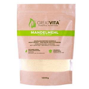 GreatVita | Mandelmehl 1000g naturbelassen, aus blanchierten Mandeln