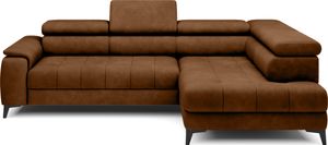 DomoHome Rohová rozkladacia pohovka voľne stojaca s funkciou spania a nastaviteľnými opierkami hlavy, Chaise Longue, pravá strana, 278 × 197 × 76/98 cm, plocha na spanie: 88 × 200 cm, látkový poťah, svetlohnedá farba