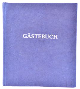 VENCEREMOS 848K Gästebuch - 21 x 24 cm, mit Wortprägung, blau