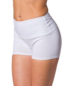 Alkato Damen Sport Shorts mit Hohem Bund Hotpants Radlerhose Long Shorts, Farbe: Weiß, Größe: 38
