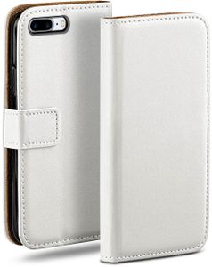 moex® Book Case kompatibel mit iPhone 7 Plus / iPhone 8 Plus - Hülle 360 Grad klappbar, Weiß