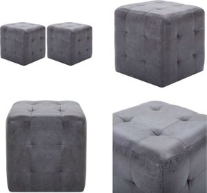 vidaXL Pouf 2 Stk. Grau 30x30x30 cm Wildleder Optik - Sitzpuff - Sitzpuffs - Pouf - Poufs