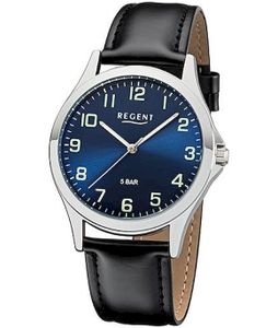 Regent Armbanduhr Schwarz SIlber mit Leuchtzeiger - deutsche Uhrenmarke Zeitlos und Modern