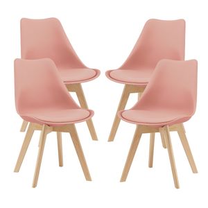 Jídelní židle Dubrovnik 81 x 49 cm sada 4 čalouněných židlí Židle do obývacího pokoje Židle do kuchyněPolyuretanImitace kůže Rosé