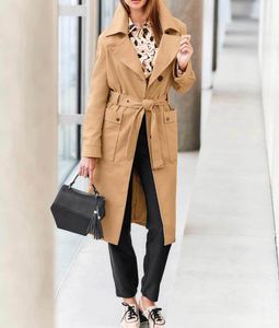 RICK CARDONA Damen Designer-Trenchcoat, camel, Größe:44