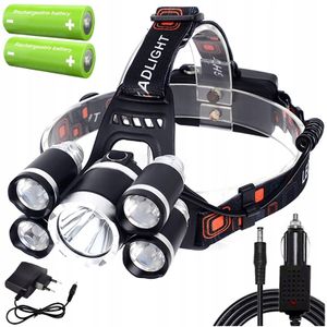 Mocna Latarka Czołowa 5X Led Cree Xm-L T6 Czołówka