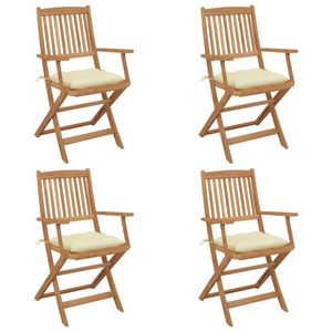 vidaXL Skladacie záhradné stoličky 4 ks s vankúšom Masívne drevo Akácia
