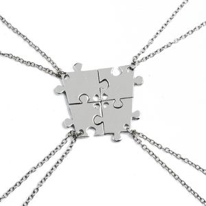 INF Puzzle-Halskette Freundschaftskette 4er-Pack Silber