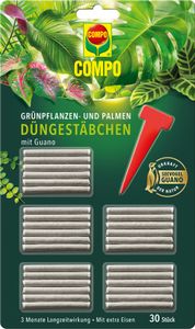 COMPO Grünpflanzen- und Palmen Düngestäbchen mit Guano 30 Stück