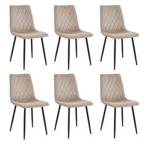 Lina® Elisia Esszimmerstuhl im modernen Design - Samt - Bequemer Stuhl für Ihr Esszimmer, hochwertiger Stoff, ergonomische Form - 6er Set - Beige