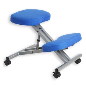 Kniestuhl Kniehocker Sitzhocker Bürohocker Gesundheitsstuhl ROBERT in blau/alufarben, höhenverstellbar, bequem gepolstert, rollbar