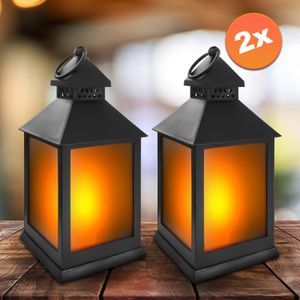 Eaxus 2er Set LED Laterne für Draußen - Windlicht mit Flammeneffekt Kerze - Wohnzimmer & Garten Deko