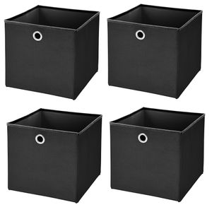 4 Stück Schwarz Faltbox 28 x 28 x 28 cm  Aufbewahrungsbox faltbar