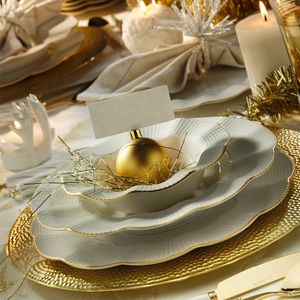 Heritage, Kütahya Porselen,(83 Stücke), Abendessenset , Weiß,Gold, 100% Porzellan