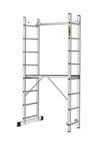 Drabest - Mehrzweckleiter + Gerüst BASIC - Leitergerüst 2x8, Tragfähigkeit der Plattform: 150 kg, Abmessungen der Plattform 33x114 cm