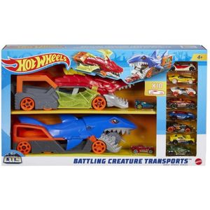 Mattel GVH88 Hot Wheels Battle Creature Hai Transporter 10 Spielzeug Autos 1:64