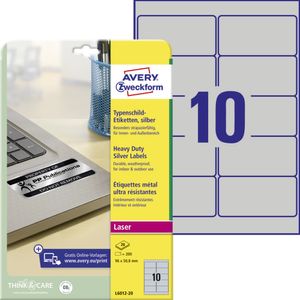 200 štítků AVERY Zweckform typu L6012-20 stříbrná 96,0 x 50,8 mm